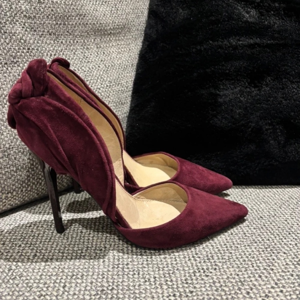 Elegant Burgundy Suede Women's Heels